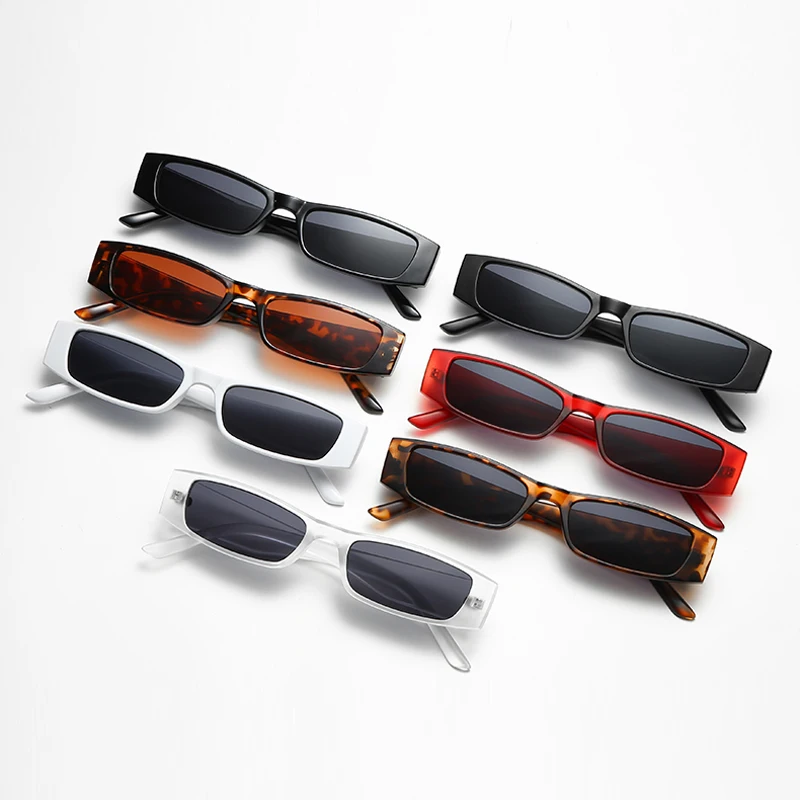 Small Rectangle Sunglasses Women Men Retro Narrow Frame Leopard Vintage Square Sun Glasses Female Punk Cat Eye Eyewear Oculos