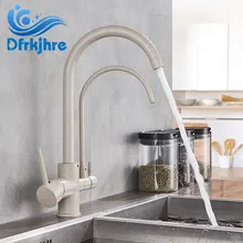 Filter Kitchen Faucets Dual Swive Spout Deck Mounted Mixer Tap 360 Rotation With Water Purification Features Crane Dual Handle