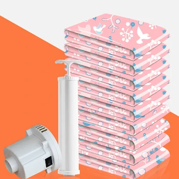 

11Pcs/Set Vacuum Compression Bag Household Reusable Blanket Clothes Quilt Organizer with Hand Pump