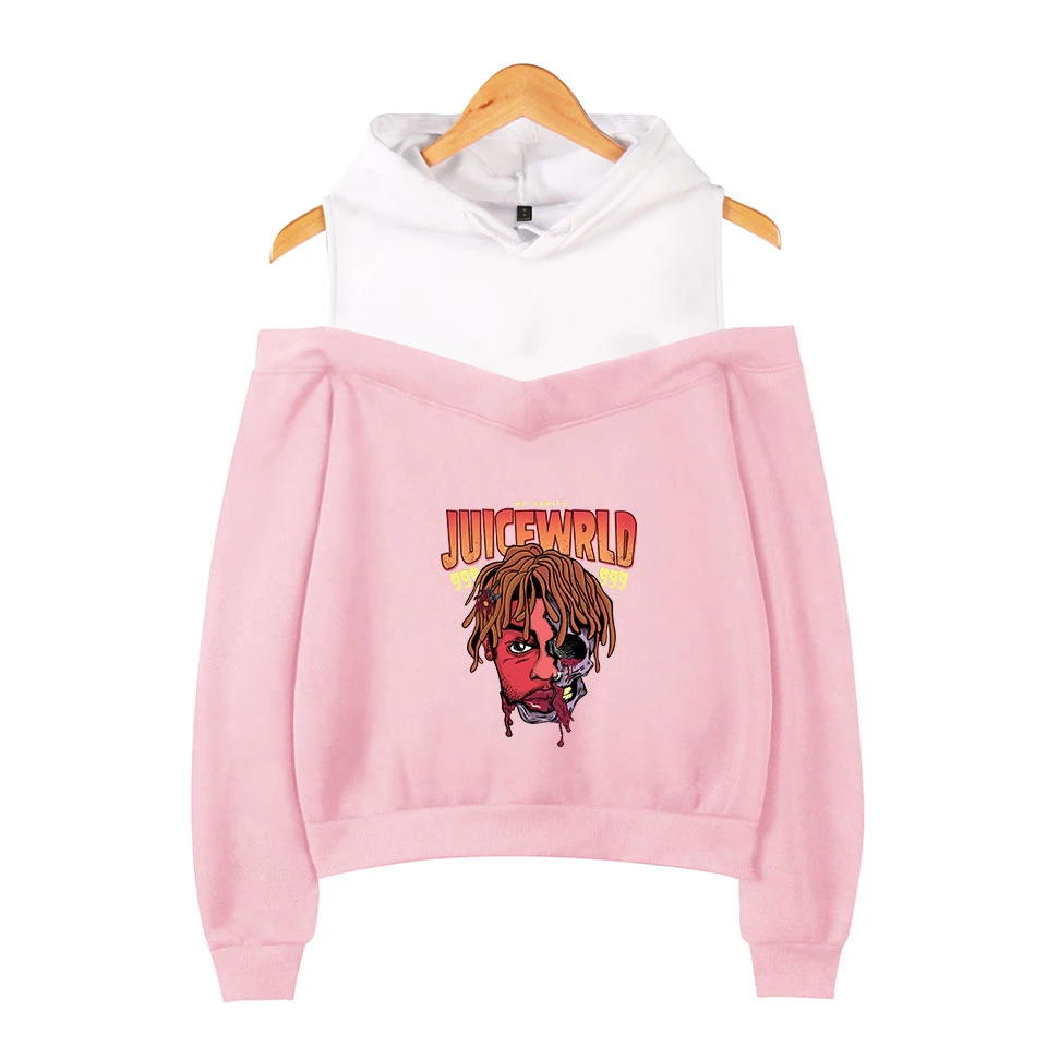 Свитшот с открытыми плечами Juice wrld корейская модная Женская Толстовка на