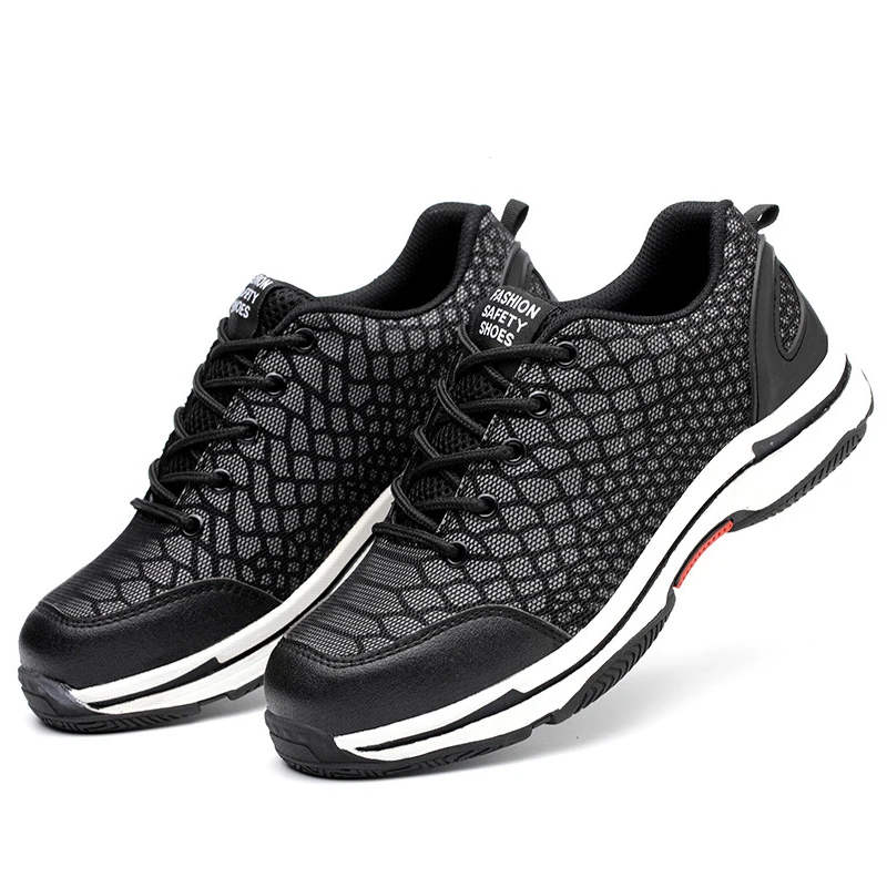 Steel Toe Safety Reflective Shoes Unisex Anti-Smashing Work Shoes Breathable Air Mesh Anti-piercing Work Protection Shoes