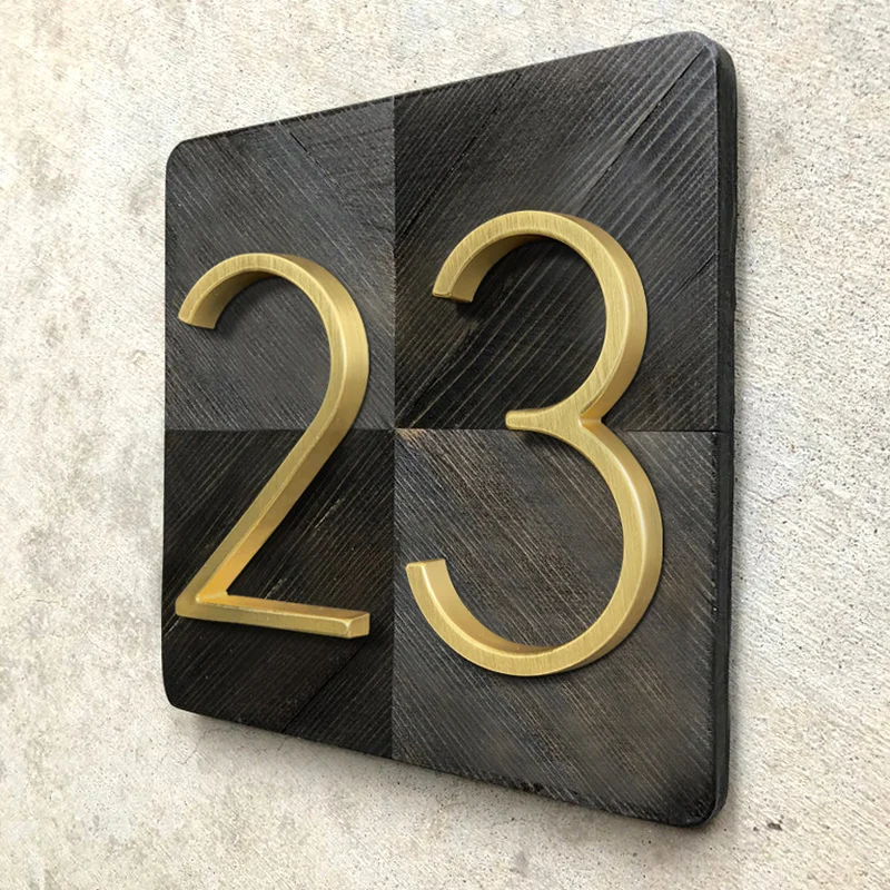 Color : 1 Laiton Satin Porte Accueil Numéros De Maison Adresse Numérique Extérieur Signe Plaques 125mm # 0-9 ATEYC 5 dans.Golden House Flottant Numéro 