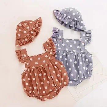 

baby girl clothes my first christmas girl clothes Infant Baby Boys&Girls Sleeveless Ruffles Dot Print Romper Bodysuit+Hat Set