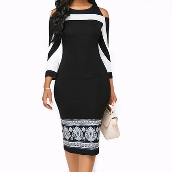 

2020 Summer Autumn Dress Women Plus Size Casual Slim Office Pencil Dress Bodycon Elegant Vintage Sexy Off Shoulder Party Dress
