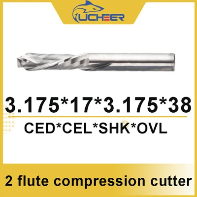 3.175d-17l UCHEER 2 флейты 3,175/4/5/6/8 мм сжатия фреза ЧПУ Инструмент для обработки МДФ зажим доска для деревообработки - Длина режущей кромки: 3.175d-17l