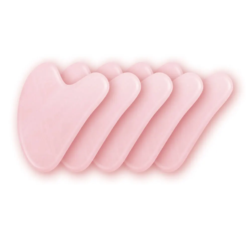 5PCS Rose Quartz Jade Stone Gua Sha Set Face Massager Scraper Guasha Board Pressure Therapy For Face Neck Body Gouache Scraper