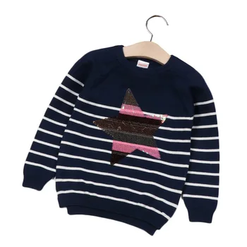 

Striped Baby Girls Sweater Stars Pattern Children Pullover Cardigan Cotton Blended Infant Knit Long Sleeve Outfit Kids Autumn