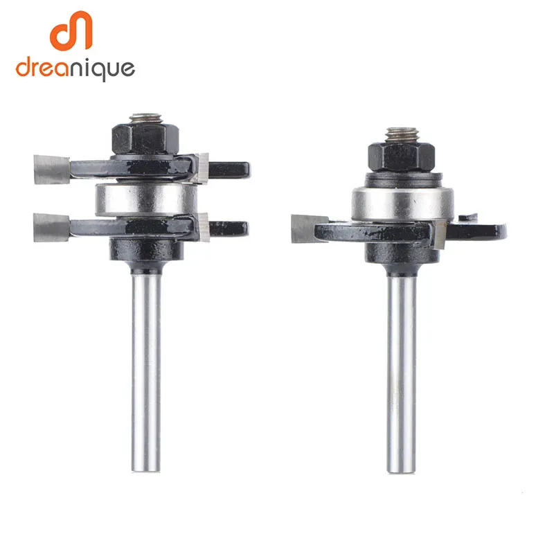 

2pcs 1/4" Shank Tongue & Groove Joint Assemble Router Bits premium ball bearings Woodworking cutter T-Slot Milling Cutter