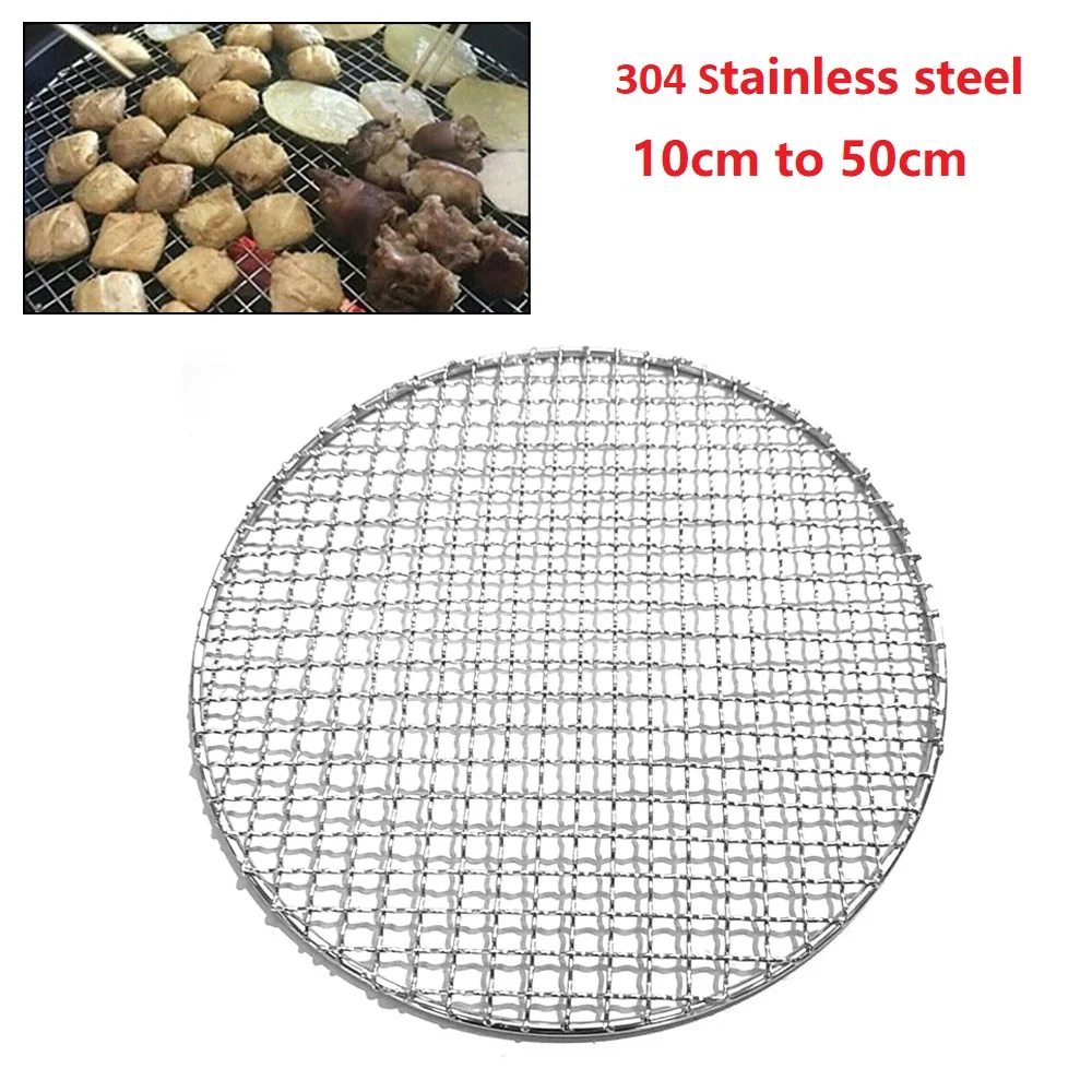 Non-Stick BBQ Mat Grid 304 Stainless Steel Round BBQ Grill Mesh Home Roast Nets Bacon Grill Tool Iron Nets Barbecue Accessories