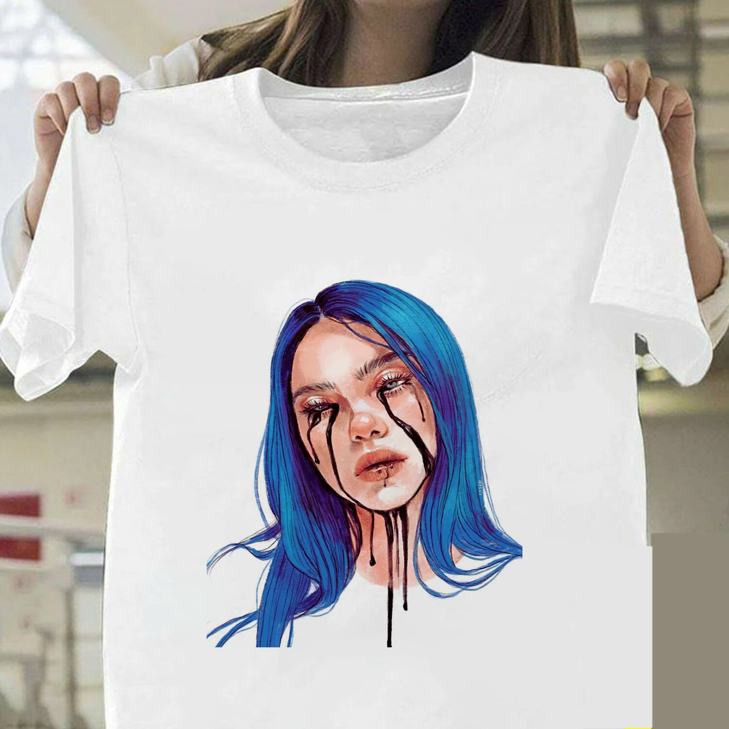 Billie Eilish Футболка Harajuku Fans белая хлопковая Мужская Camiseta Mujer Лидер продаж мужской эстетический Топ Футболка размера плюс уличная одежда крутая - Цвет: 16