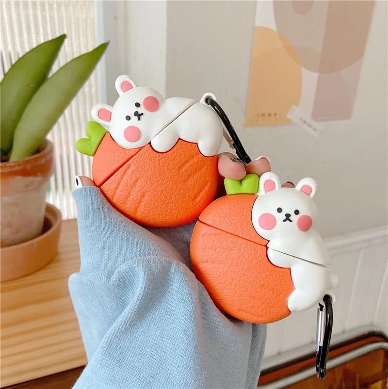 

For Airpods 1/2 Case,Carrot Rabbit Case For Airpods Case Soft Silicone Earphone Headphone Cover For Airpods Pro Case For Girls