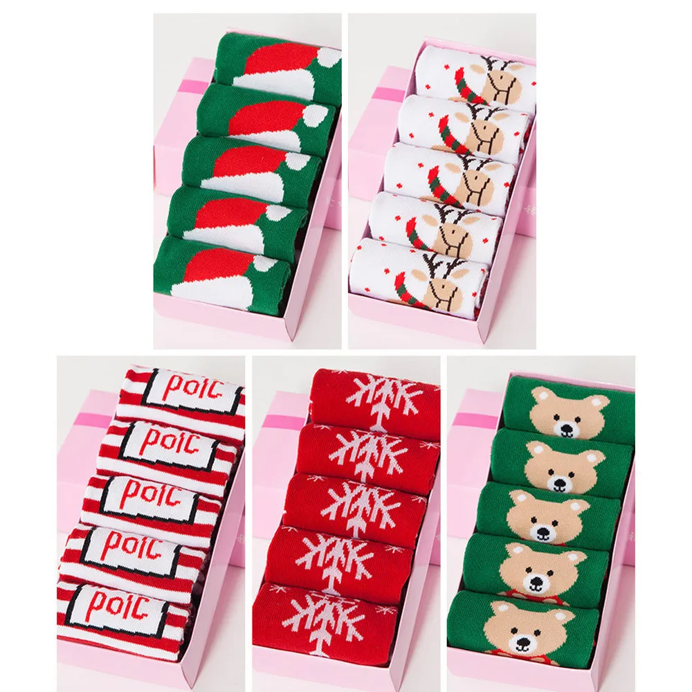 Fashion Winter Socks women Comfortable Christmas Unisec Print Multicolor Toe Socks Five Finger Sock Cotton Funny Socks Y821