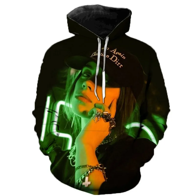 style 6 Billie Eilish Толстовка Bad Guy Album Harajuku забавная толстовка с 3D принтом осенний графический пуловер Женская Мужская Уличная одежда худи в стиле хип-хоп - Цвет: style 6