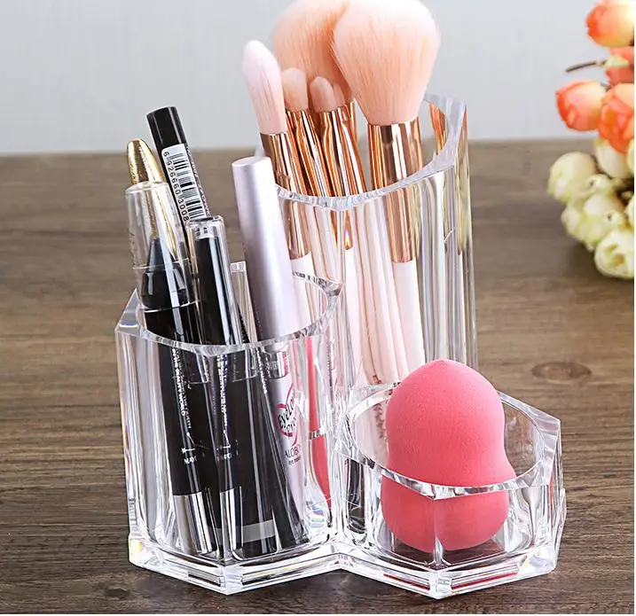

Clear Acrylic Makeup Brush Holder Cosmetic Organizer Box for Lipstick Eyeliner Pencil Nail Polish