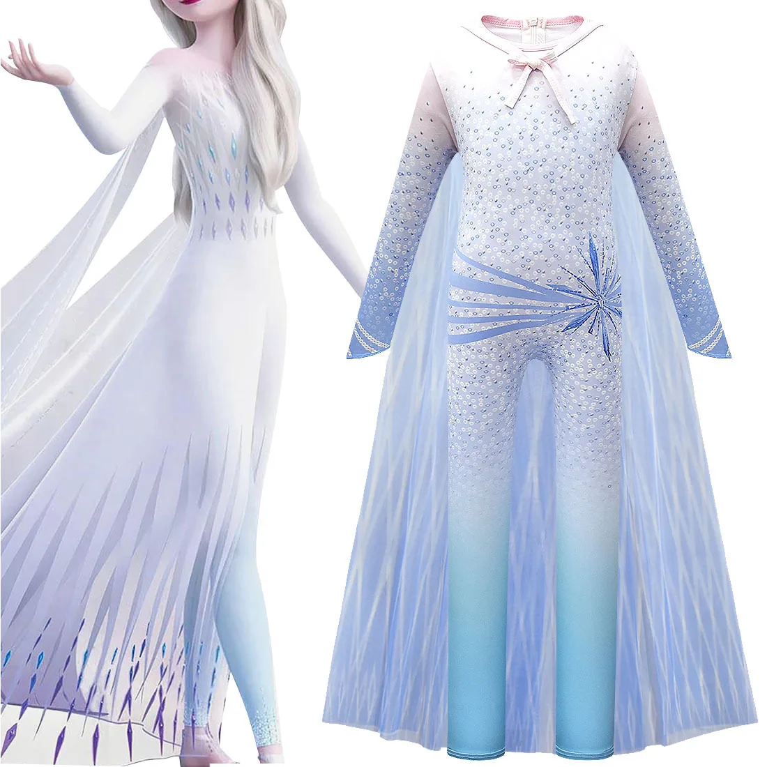 

Girls Elsa Dress New Snow Queen Elsa 2 Christmas Dress Kids Halloween Carnival Costume Kids Party Dresses Holiday Girls Clothing