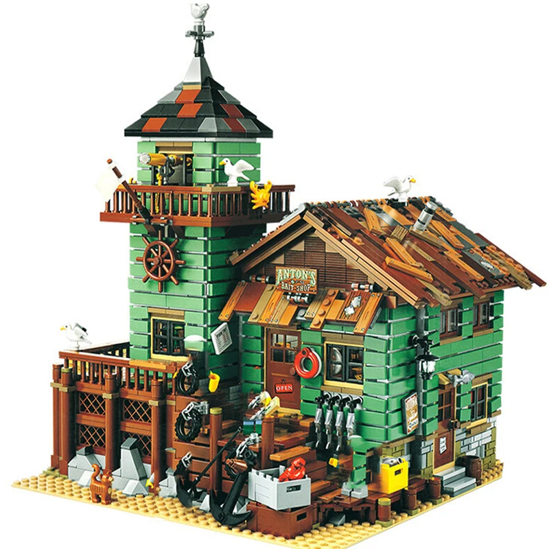 

2049pcs Creator MOC Series Old Fishing Store Set Compatible legoingly city Building Blocks Bricks house Toys for Kids gifts