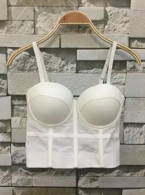 White Top Женский сексуальный бюстье, укороченный топ, винтажный укороченный женский бюстье, бюстгальтер, корсеты, без косточек, Топики, пуш-ап, топы, Обрезанные - Цвет: White Top