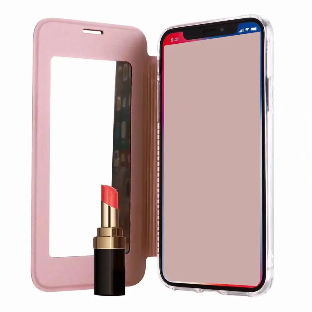 Ультратонкий Тонкий зеркальный кожаный чехол кошелек для Iphone XR XS MAX X 10 8 7 6 Galaxy Note