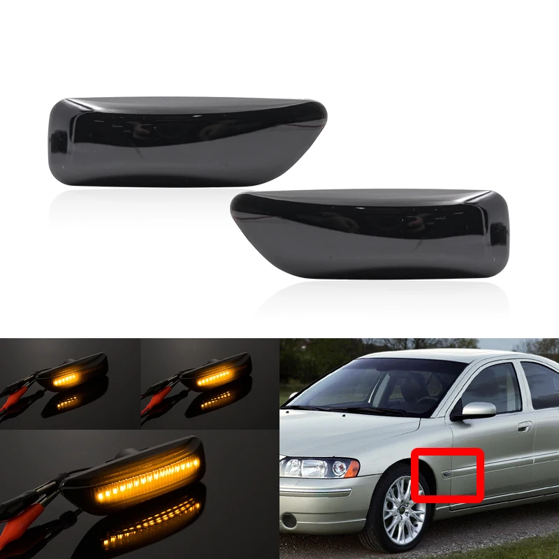 2x Smoked Dynamic Amber Turn Signal Blinker Indicator Led Side Marker