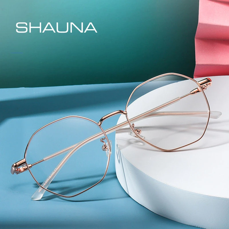 Shauna抗青色光ファッション女性ポリゴン眼鏡フレーム超軽量金属光メガネフレーム Women S Blue Light Blocking Glasses Aliexpress