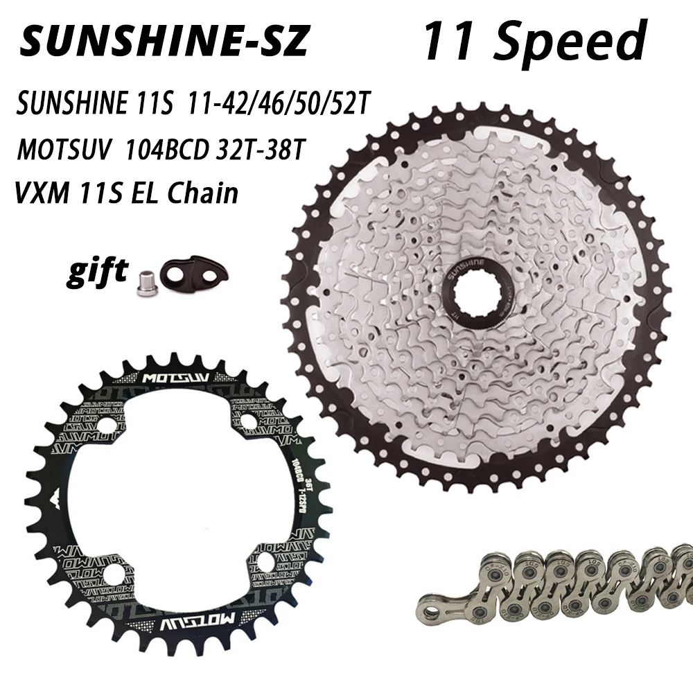 MTB дорожный велосипед 11 скоростной Freewheel 11-42T 46T 50T 52T Кассетный Маховик 104 BCD цепная