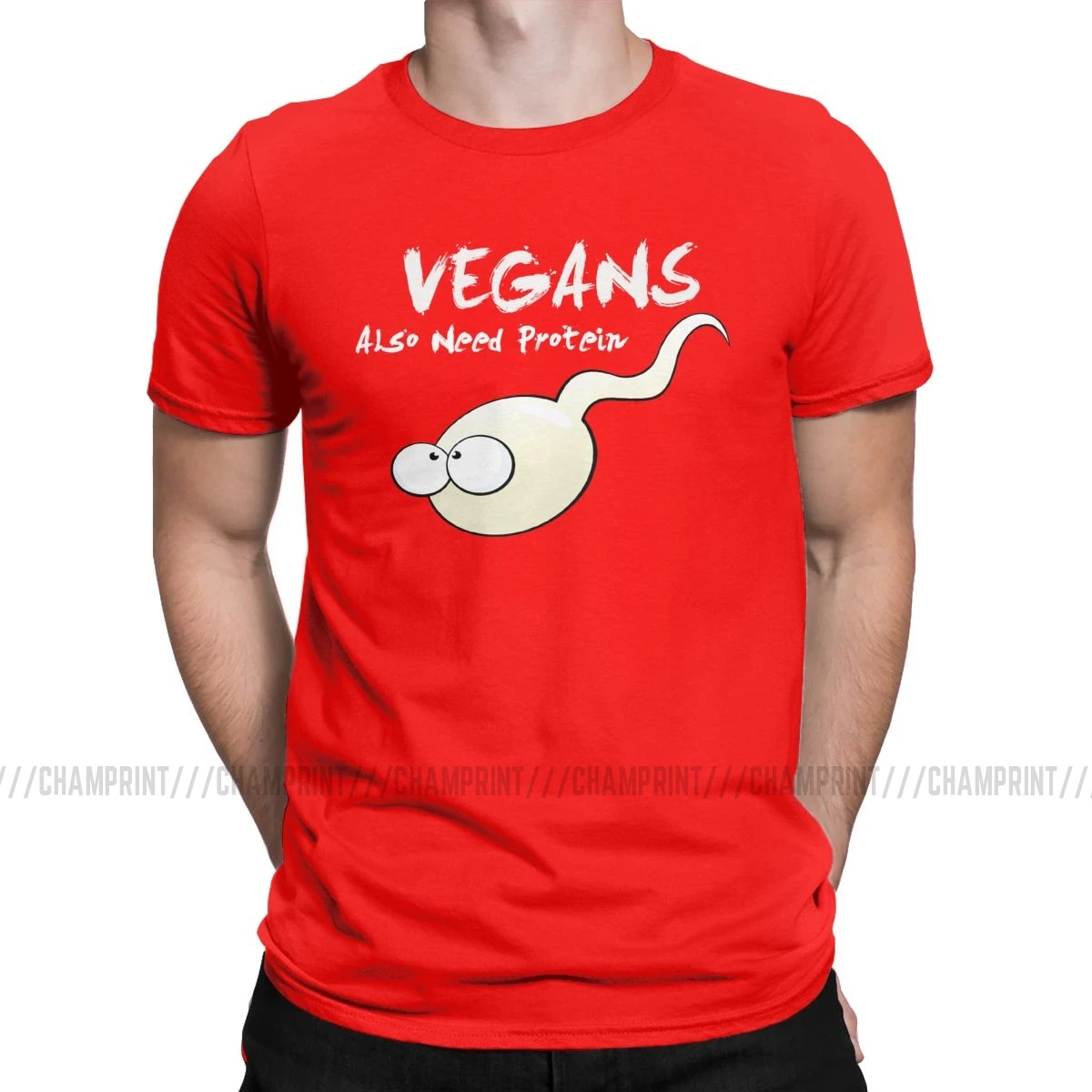 Vegans также нужен протеин футболки для мужчин Вегетарианская Новинка Хлопок Футболка круглый вырез короткий рукав Футболка одежда размера плюс - Цвет: Красный