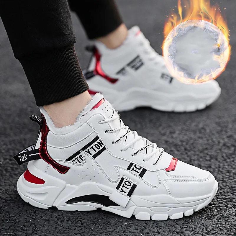 

Winter Men's Boots Fashion Thick Bottom Non-slip Warm Winter Shoes For Men Fur Warm Ankle Snow Boots Footwear Male Sneakers