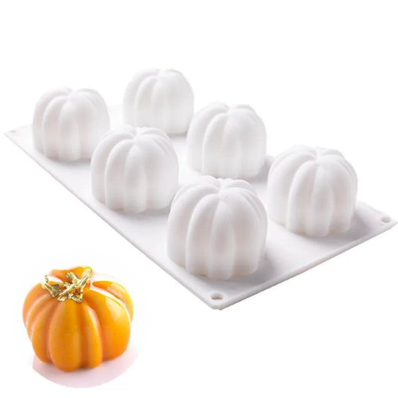 

Halloween Pumpkin Shape 6-Cavity Silicone Molds Baking for Mousse Cake 3D Baking Mold for Pastry Truffle Pudding Jelly Dessert