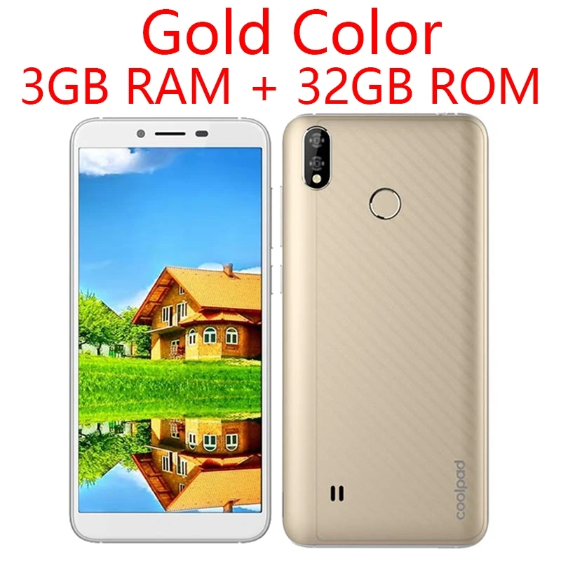 COOLPAD мега 5 4 аппарат не привязан к оператору сотовой связи смартфон 5,7 дюймов 3 Гб оперативной памяти, 32 Гб встроенной памяти, уход за кожей лица разблокировка отпечатком пальца 13,0+ 5,0 Мп Android 8,1 3000 мАч мобильного телефона из закаленного стекла - Цвет: Gold 3G 32G