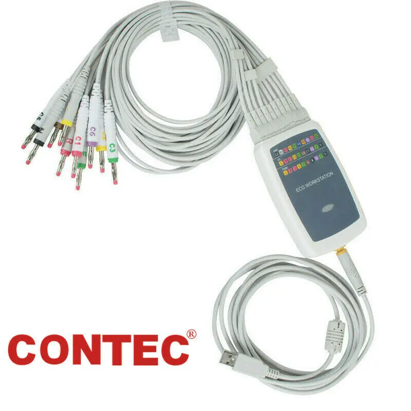 CONTEC8000GW Bluetooth ECG Workstation 12-lead Resting EKG Recorder System PC SW BP