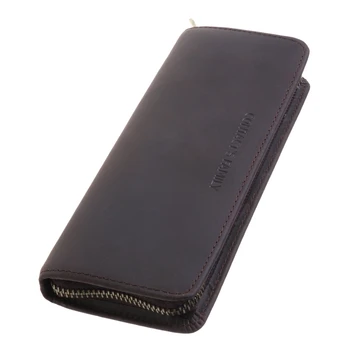 

Handmade Genuine Cowhide Leather Pen Bag Zipper Pouch Pencil Case Retro Storage 090F