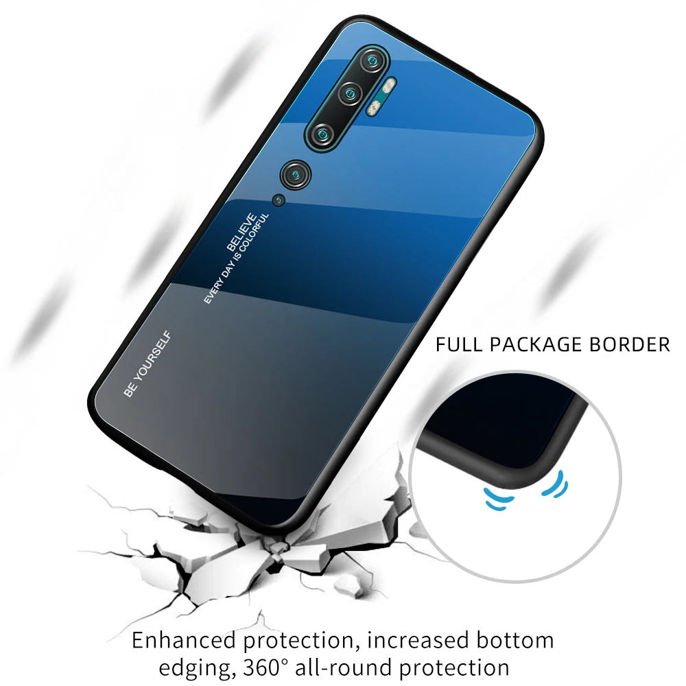 Для xiaomi mi note 10 Pro Чехол из твердого закаленного стекла Модный градиентный защитный чехол на заднюю панель для xiaomi mi cc9 pro mi note 10