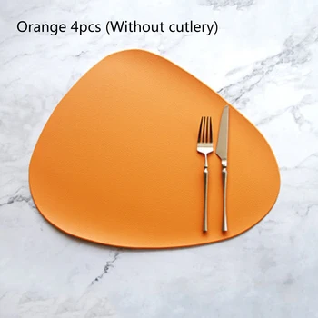 

4pcs Textile Place Mat Tableware Table Mat Heat Insulation PU Leather Placemats Placemat Table Decoration Accessories Mats Pads