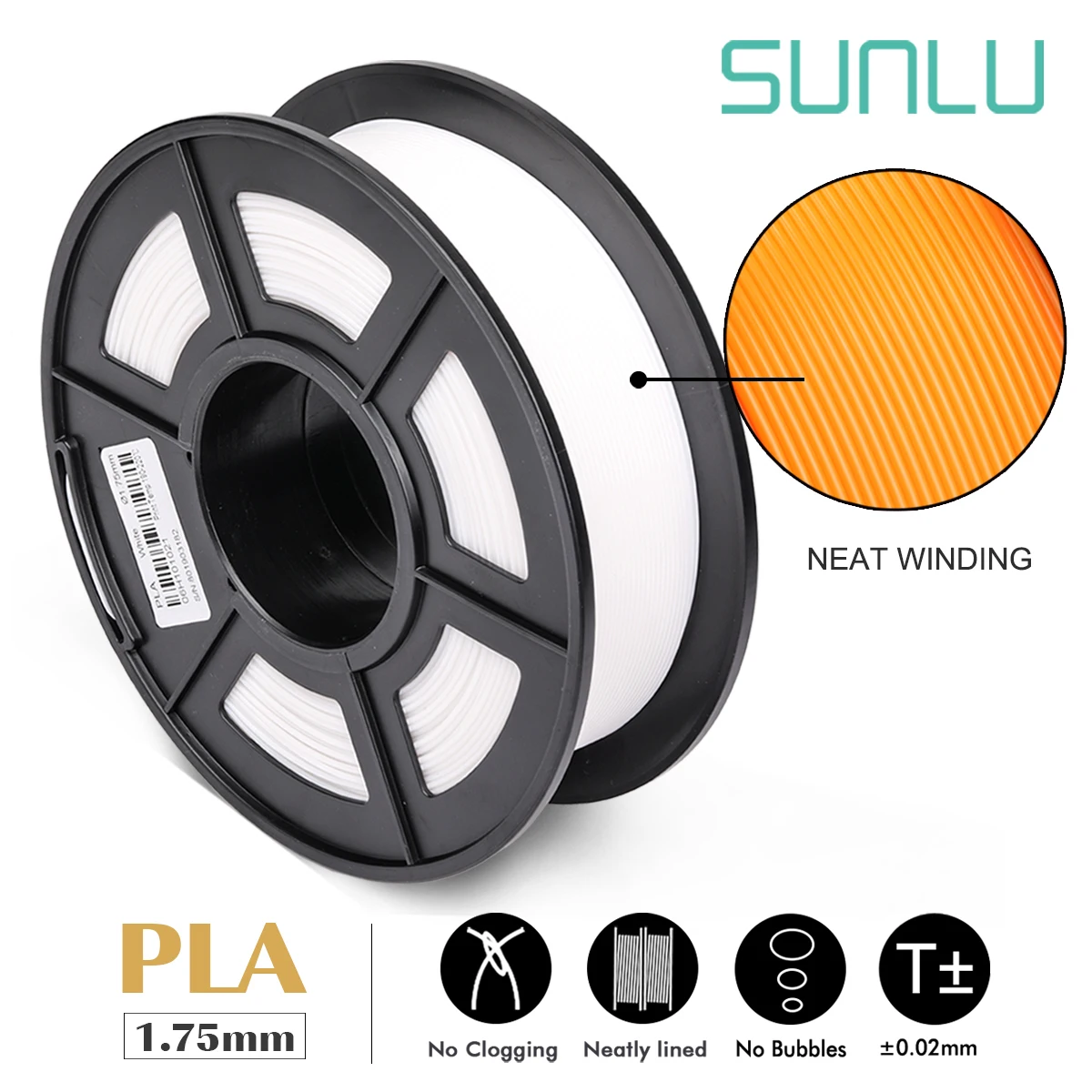 

SUNLU PLA Filament 1.75mm 1KG Tolerance +/-0.02mm 3D Printer Printing Smoothly No Tangle Neat Winding Consumable