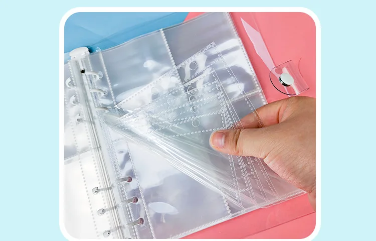 SKYSONIC A5 A6 Zipper Binder Cover-Loose Leaf Organizer Diary-Bullet Transparent PVC Case Photo Organizer Stationery Supplies