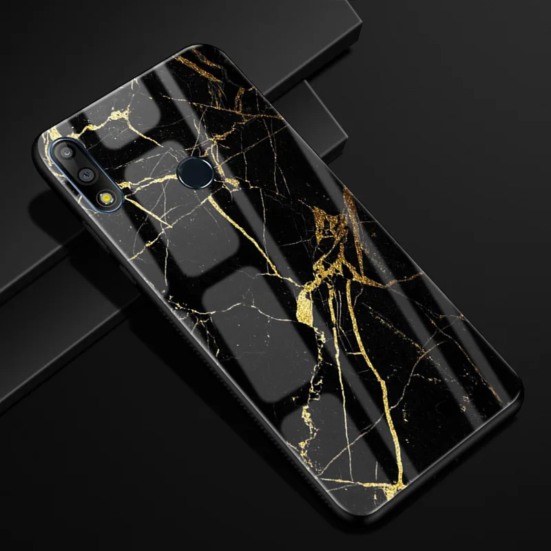 Для Asus Zenfone Max Pro M2 ZB631KL Чехол Жесткий PC стеклянный чехол для телефона черный TPU бампер чехол для Asus ZB631KL закаленное стекло - Цвет: 44