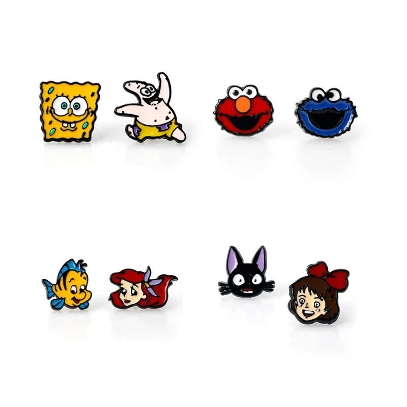 

SpongeBob SquarePants Cute Anime Stud Earring Kiki's Delivery Service Enamel Earings Cartoon Sesame Street Girl Women Jewelry
