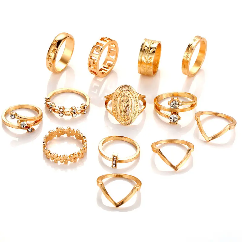 Модное геометрическое кольцо для монет, богемное кольцо, подходит для женщин, кольца, кольца, национальные ювелирные изделия, свадебные подарки - Цвет основного камня: gold