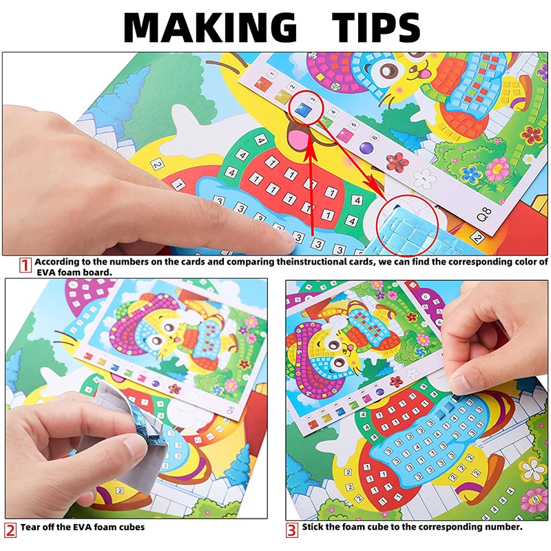 Mosaic Stickers Puzzle Art Kits Sparkle DIY Handmade Crafts Crystal Paste Painting Toys Kids Early Education Creative Gift craft toys,puzzle toys