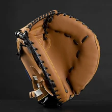 FDBRO Outdoor Sport Braun Schwarz PVC Baseball Catcher Handschuh Softball Praxis Ausrüstung Größe 12,5 Links Hand für Erwachsene Ausbildung