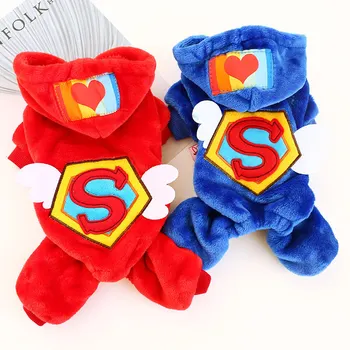 

Superman Pet Winter Overall Cute Puppy Dog Jumpsuit For Small Chihuahua Toy Terrier Yorkshire Winter Warm Tracksuit Clothes