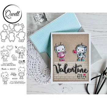 

QWELL Robot Clear Stamps and Metal Cutting Dies for Scrapbooking Card Making Paper Embossing Craft New 2020 die cuts