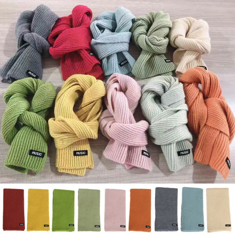 

Children's Pure Color Winter Warm Wrap Scarf Shawl Knitted Scarf 2019 Fashion Christmas Gift