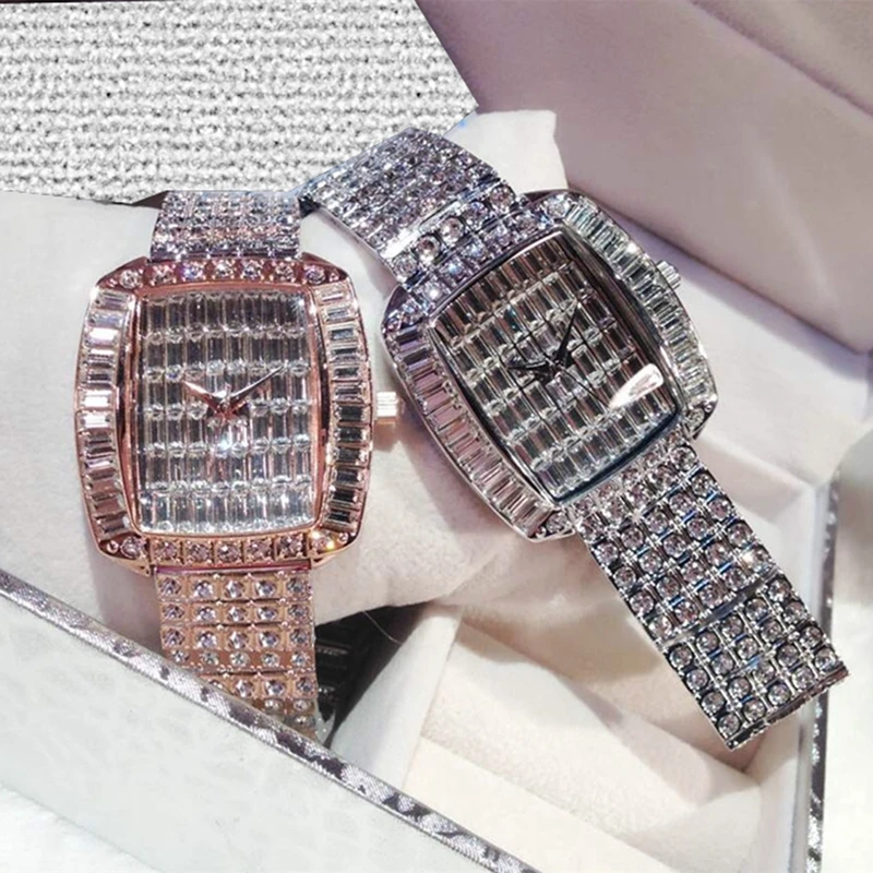 Watches Woman Luxury Brand Bracelet Top Quartz-Clocks Rhinestone Diamond Famous Crystal
