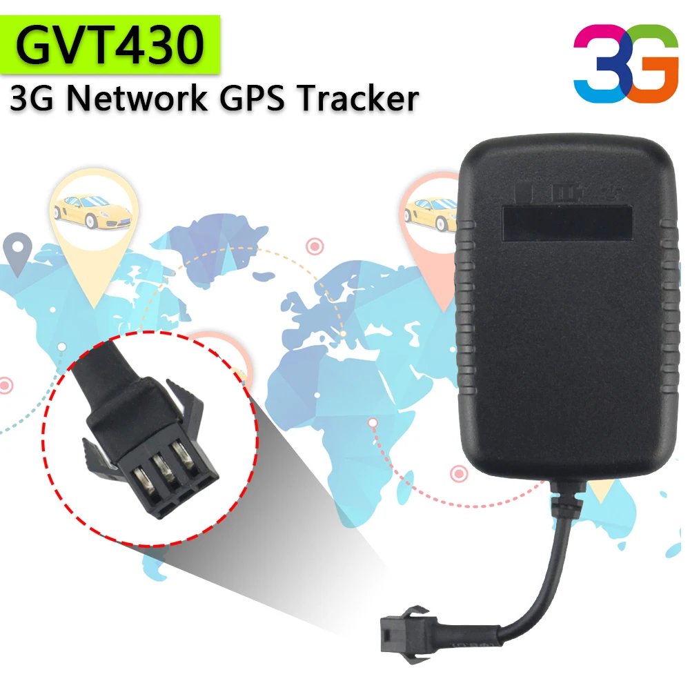 3g gps трекер GVT430 Автомобильный gps локатор мотоцикл в реальном времени отслеживающее устройство внешняя мощность отрезать DC 9-90 в 8 Мб памяти