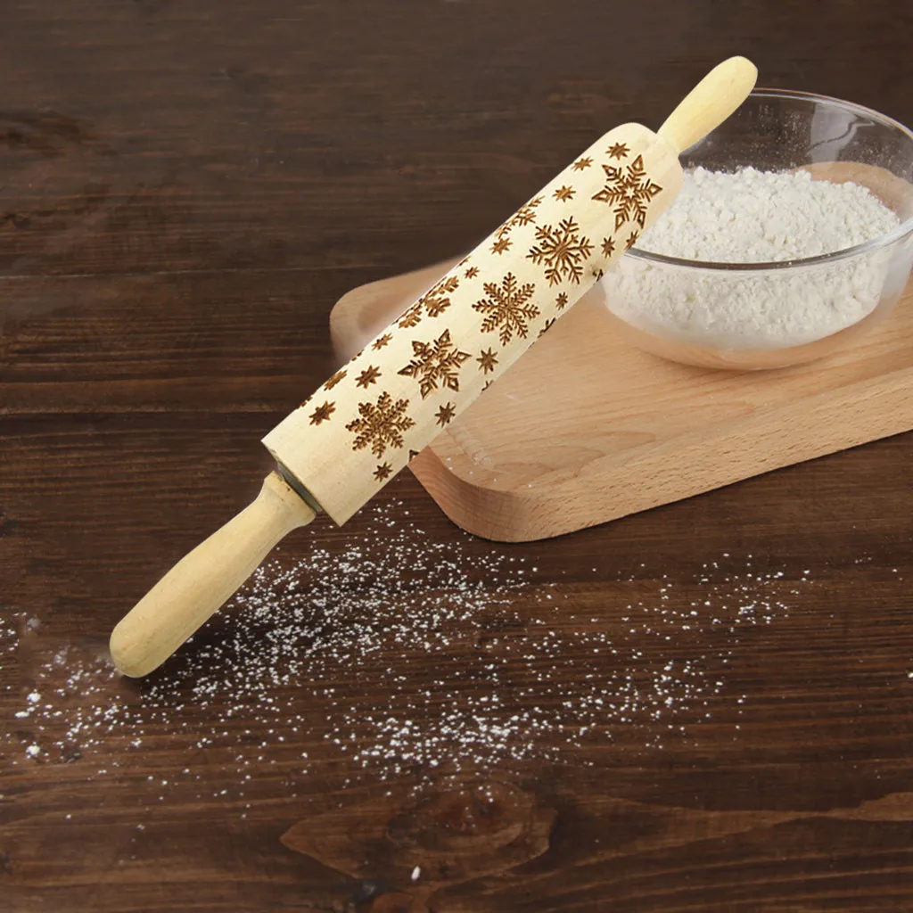 35*5 см рождественское тиснение скалка для выпечки печенья лапши печенье, фондан, пирог тесто с гравировкой роликовые рождественские инструменты для прокатки