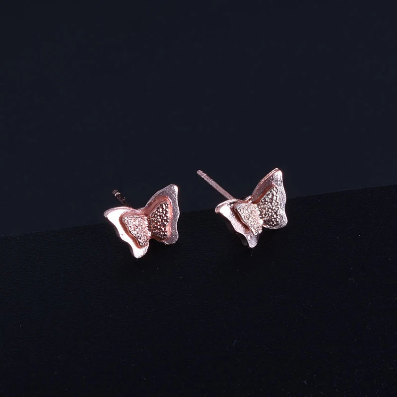 All-match Korean Temperament Fashion Double Layer Frosted Butterfly Earrings Female Delicate | Украшения и аксессуары