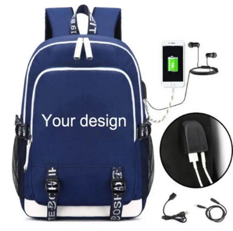 Сделанный на заказ рюкзак через плечо, дорожная школьная сумка для подростков, Повседневная USB зарядка, водонепроницаемый Противоугонный рюкзак, рюкзак для ноутбука - Цвет: usb backpack B