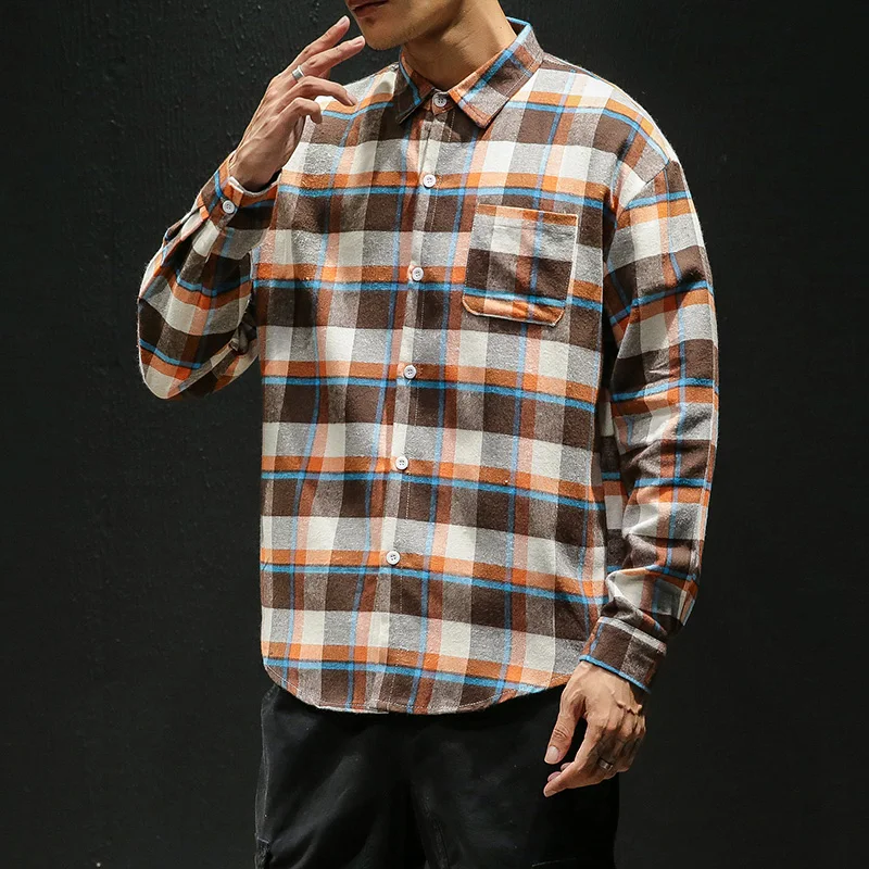 

Long Sleeve Shirt Men Fashion Spring Autumn Shirts Men Plus Size 5XL Cotton Casual Plaid Shirt For Male Clothes High Quality