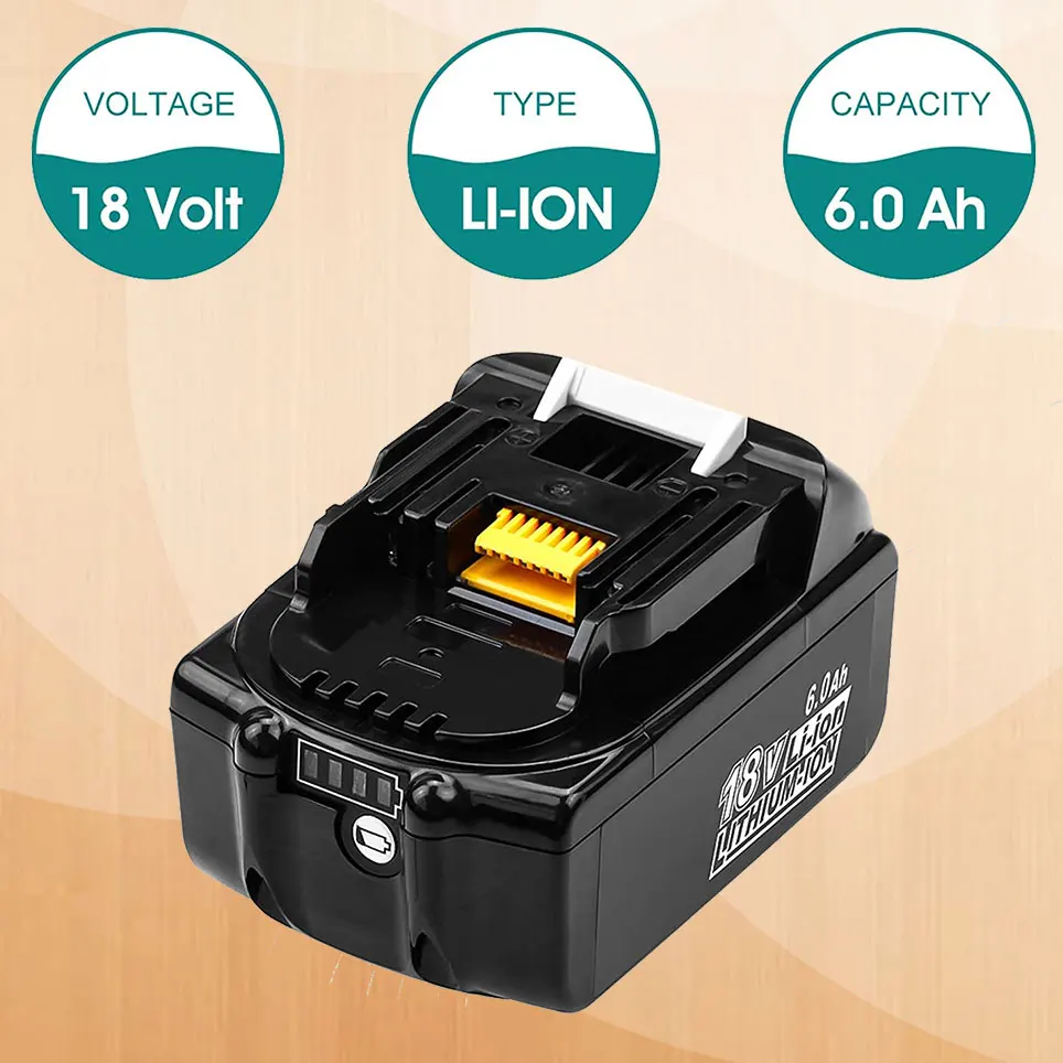 6000mAh BL1860B replacement battery compatible with Makita 18V LED indicator LXT BL1860 | Электроника